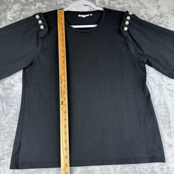 Chicos Shirt Womens 2 Large Black Pearl Shoulders Short Sleeve Stretch‎ (0769) - Picture 9 of 9